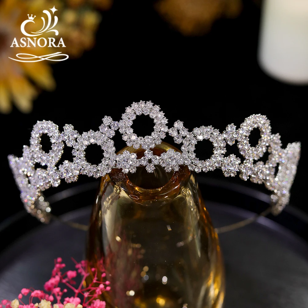 

ASNORA Composed Of Geometric Figures CZ Crown Bridal Wedding Tiara Diadem Hair Accessories Girls Crystal Headband Jewelry