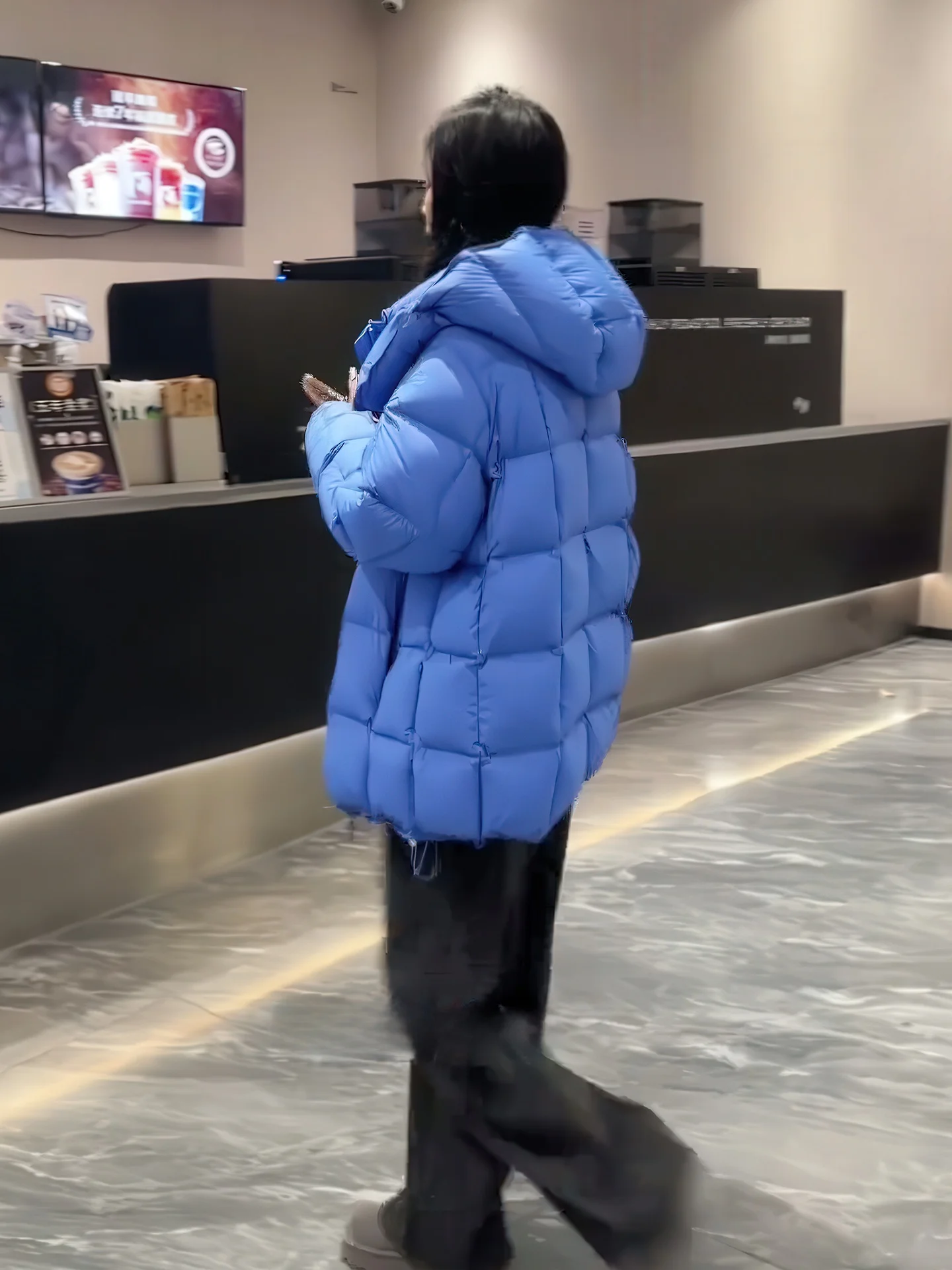 

Warm Gentle Sle Hooded down Jaet Women's Winter New Loose White Du Feather Insulation Outerwear Mid-Length Single Piece