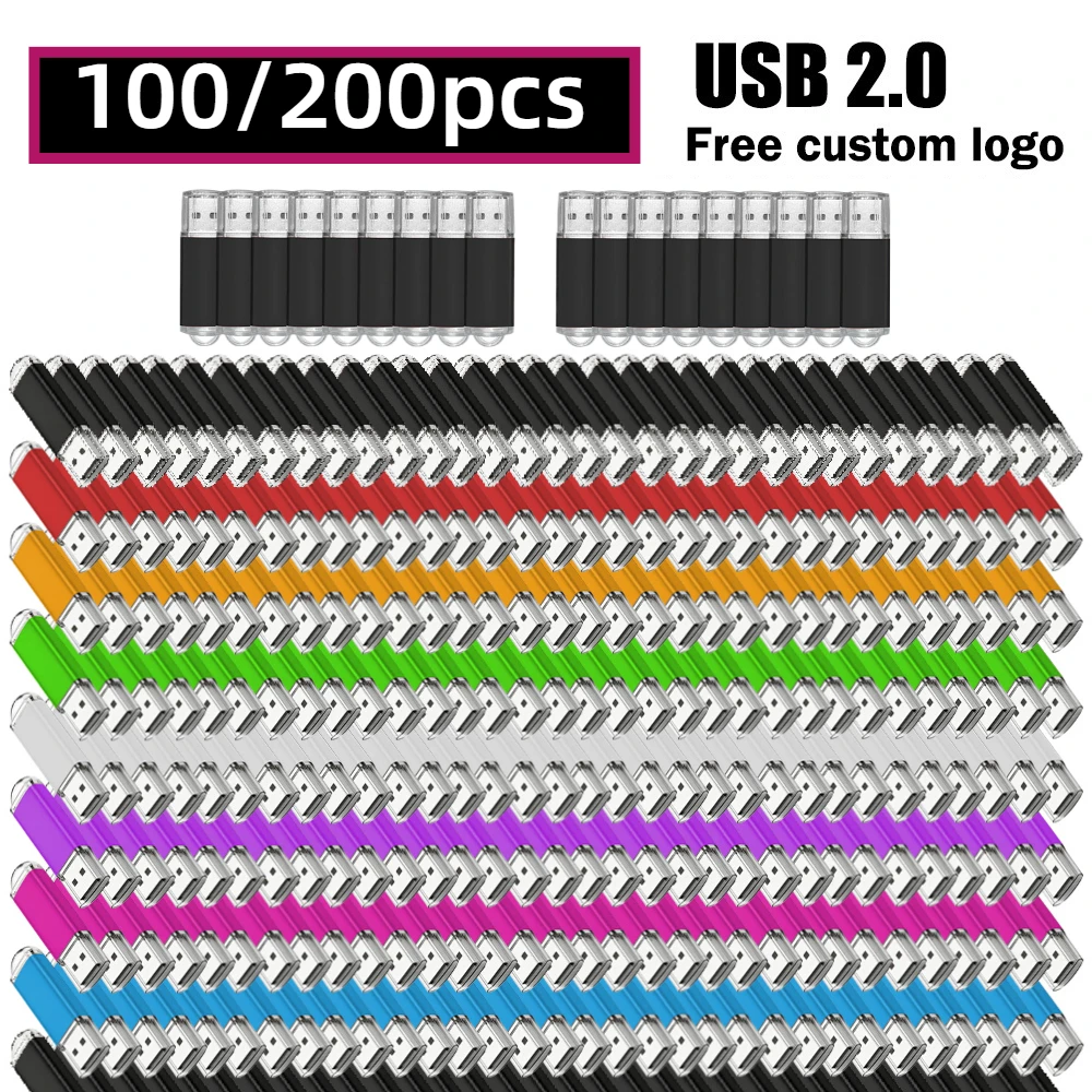 100/200pcs factory price usb 2.0 flash drive 512MB 4GB 16GB usb metal pendrive 4GB 64GB usb memory stick Free Custom logo gifts