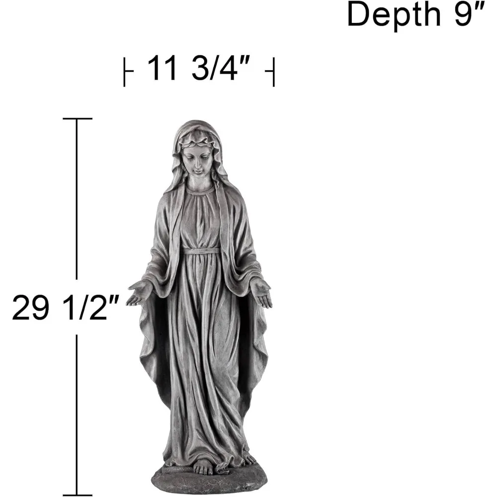 Статуя Девы Марии священная, украшение для сада на открытом воздухе, двора, шпон из серого камня, керамика высотой 29 дюймов