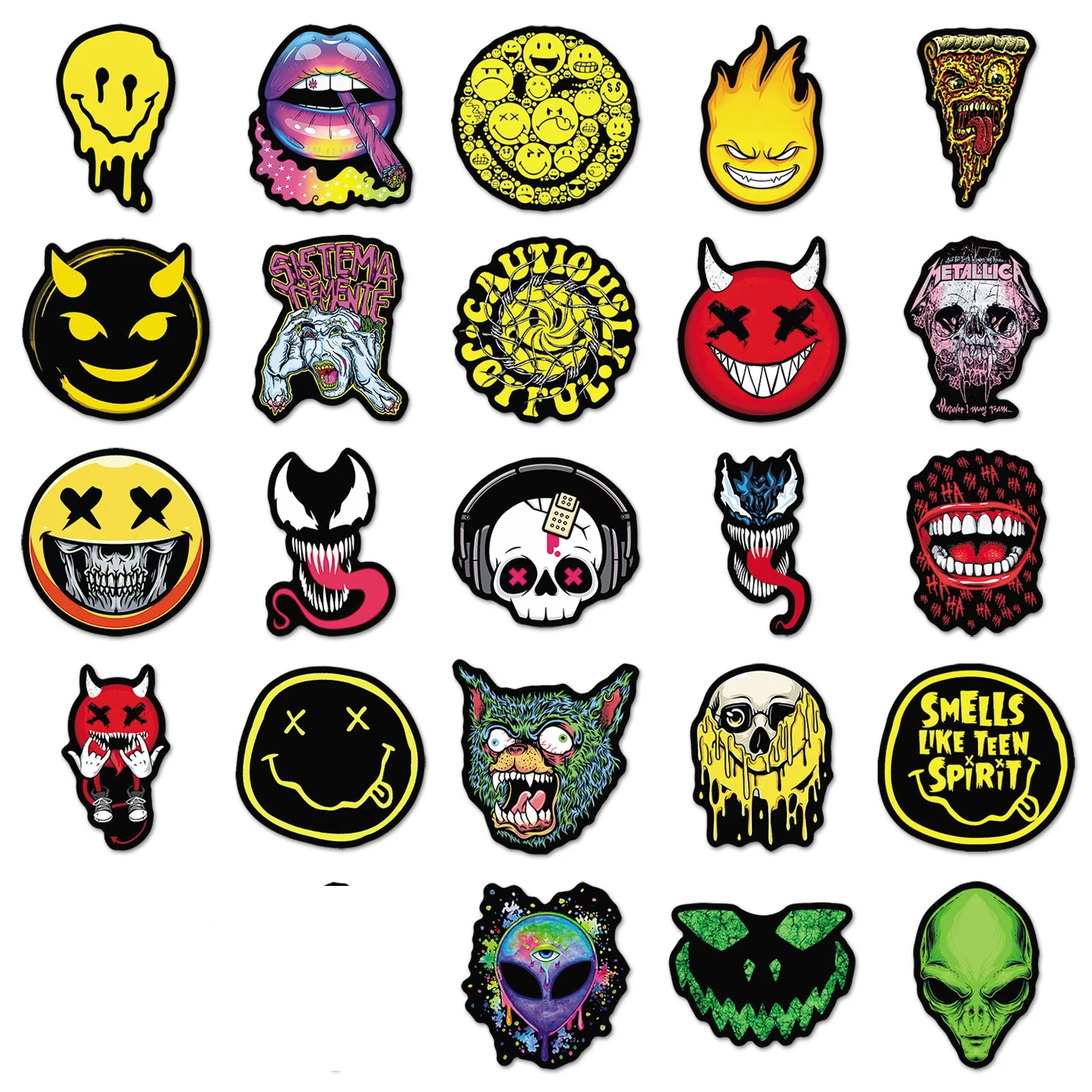 52Pcs Funny Face Series Cartoon Cute Waterproof Sticker Skateboarding Retro Home Decal Sticker