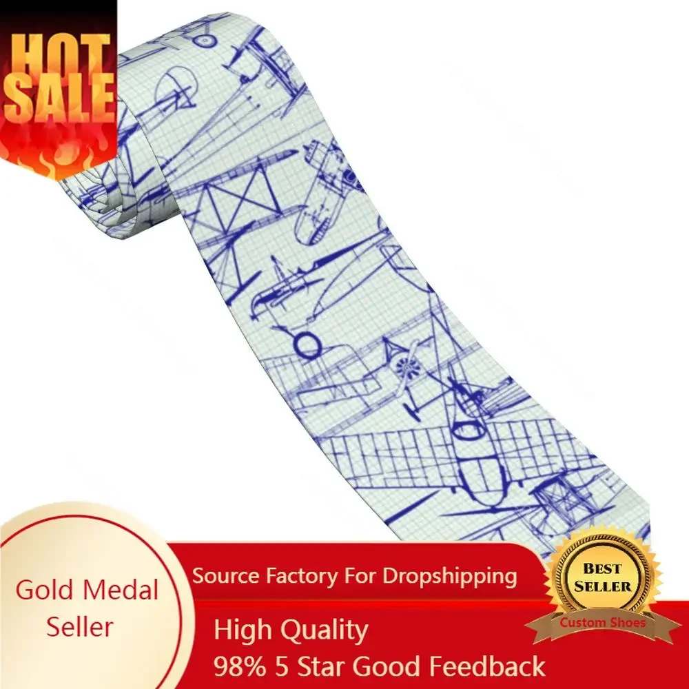 

Retro Old Airplanes Neckties Men Women Polyester 8 cm Neck Tie for Men Casual Wide Accessories Wedding Gift