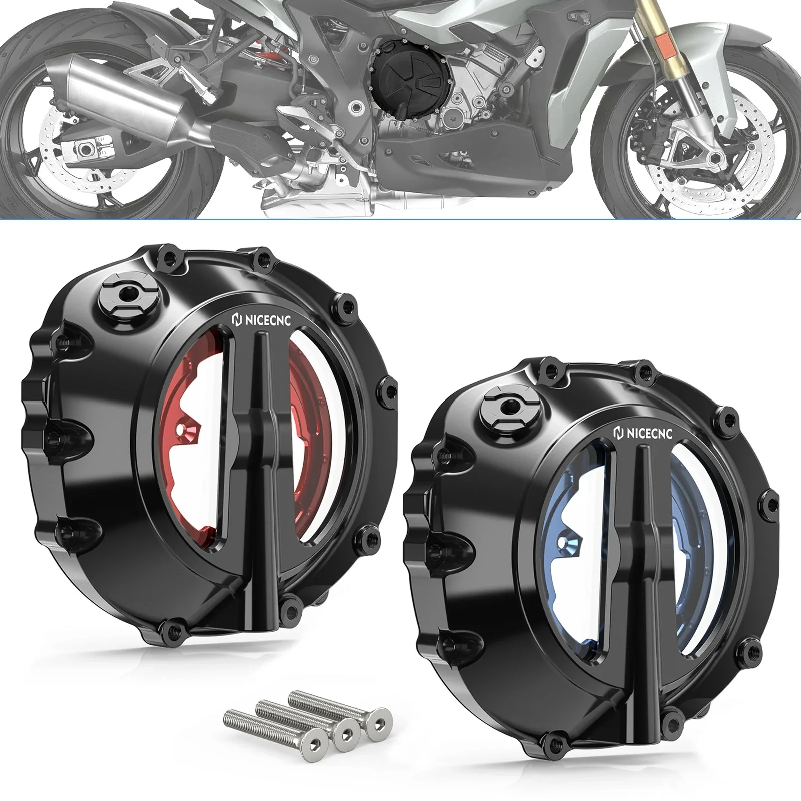 For 2022-2024 BMW S1000R Motorcycle Transparent Engine Clutch Cover for BMW S1000XR M1000RR 2021 2022 2023 2024