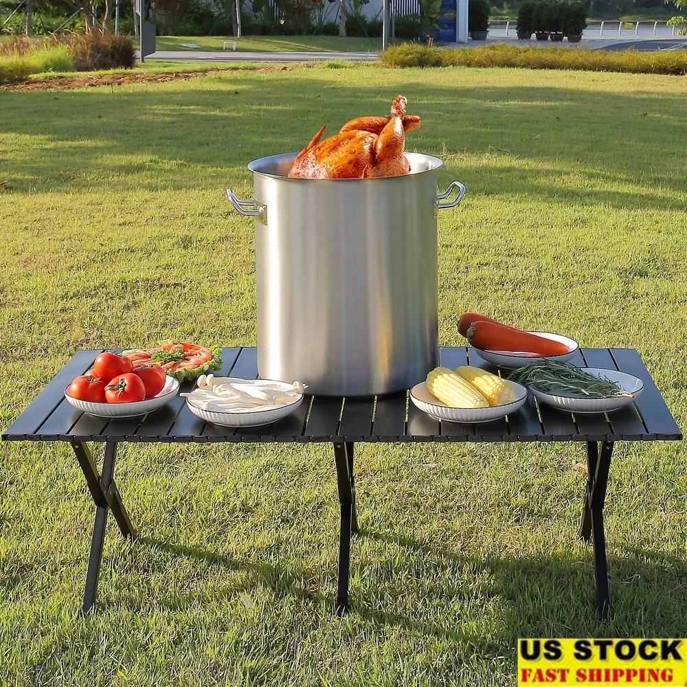 

42QT Stainless Steel Stockpot Induction Compatible Large Cooking Pot with Lid Riveted Handle Turkey Lobster Boiling Outdoor Use