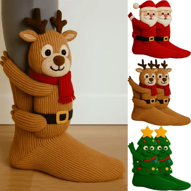

New Kawaii 3D Knitted Animal Socks Novelty Cute Sloth Cartoon Santa Claus Socks Funny Home Floor Sockings Christmas Holiday Gift