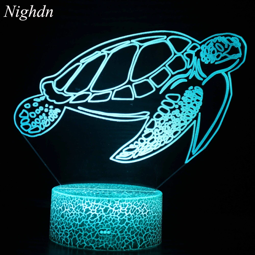 Nighdn 3D LED Turtle Night Light for Kids 7 Colors Tortoise Lamp Bedroom Decoration Birthday Christmas Gifts Child Nightlight