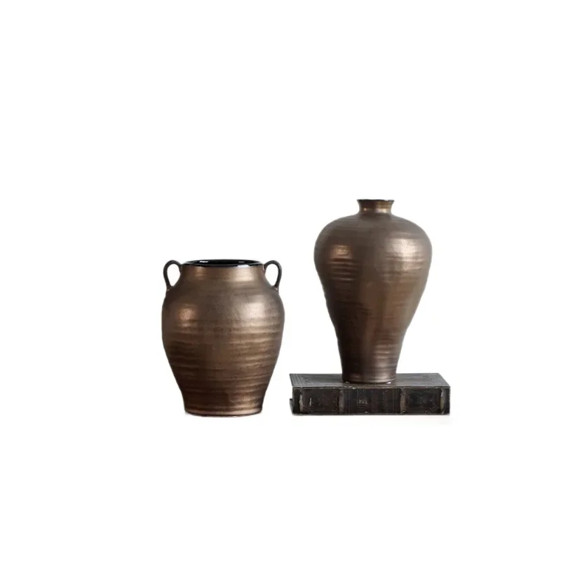 

Retro wabi-sabi wind ceramic vase ornament medieval design sense niche dried flower arrangement device