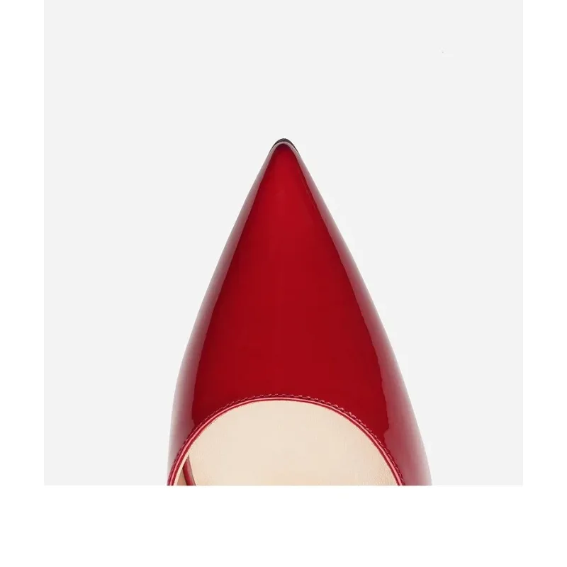 المرأة الأحمر مشرق مضخات سوبر مثير الجانب مفتوحة عالية الكعب فستان أحذية أشار تو الأحمر أسفل الخناجر ربيع الخريف الطرف #2