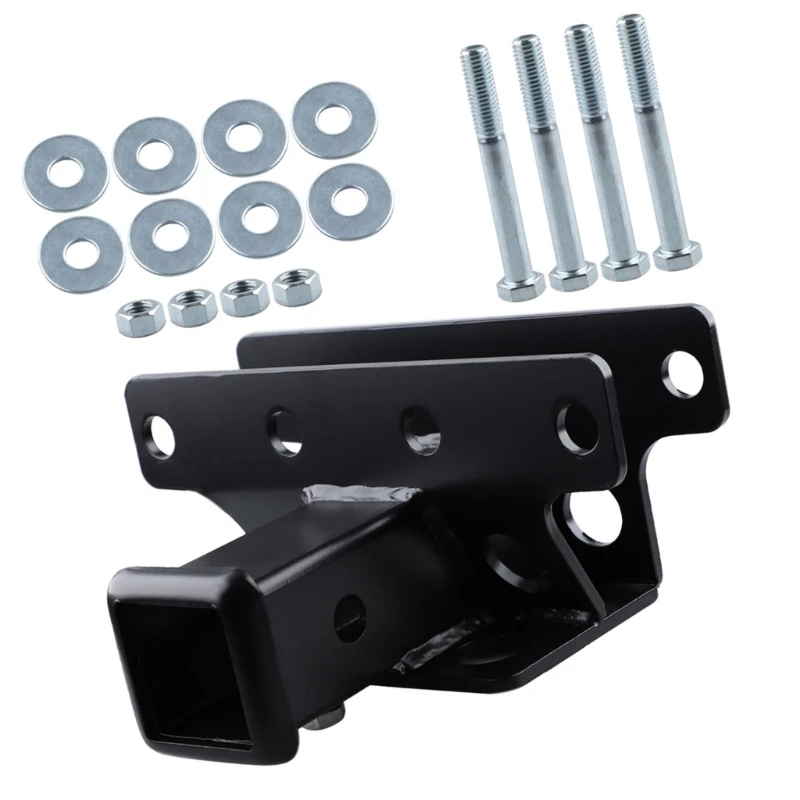 Trailer Receiver 2 Inch Steel Bolt On Rear Towing with Mounting Hardware, Black Coated Receiver for Utility Hauling and H9EE