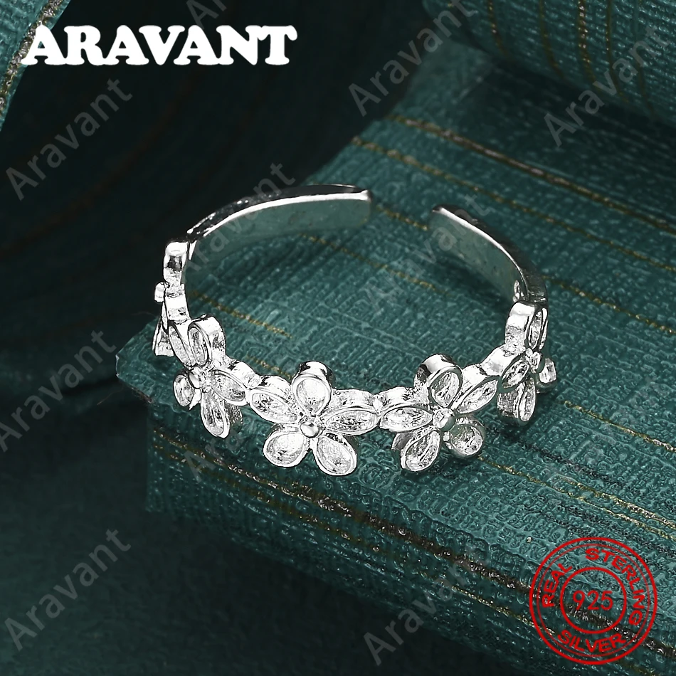 925 Sterling Silver Adjustable Flower Ring - Unique Gift For Women, Versatile For Events And Jewelry