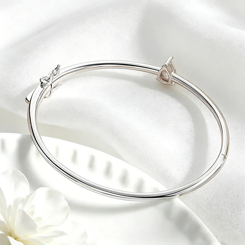 NASIA1CT Pear Cut Moissanite Bangles for Women 100% S925 Solid Silver Lab Diamond Bracelets Birthday Gift Jewelry 2026