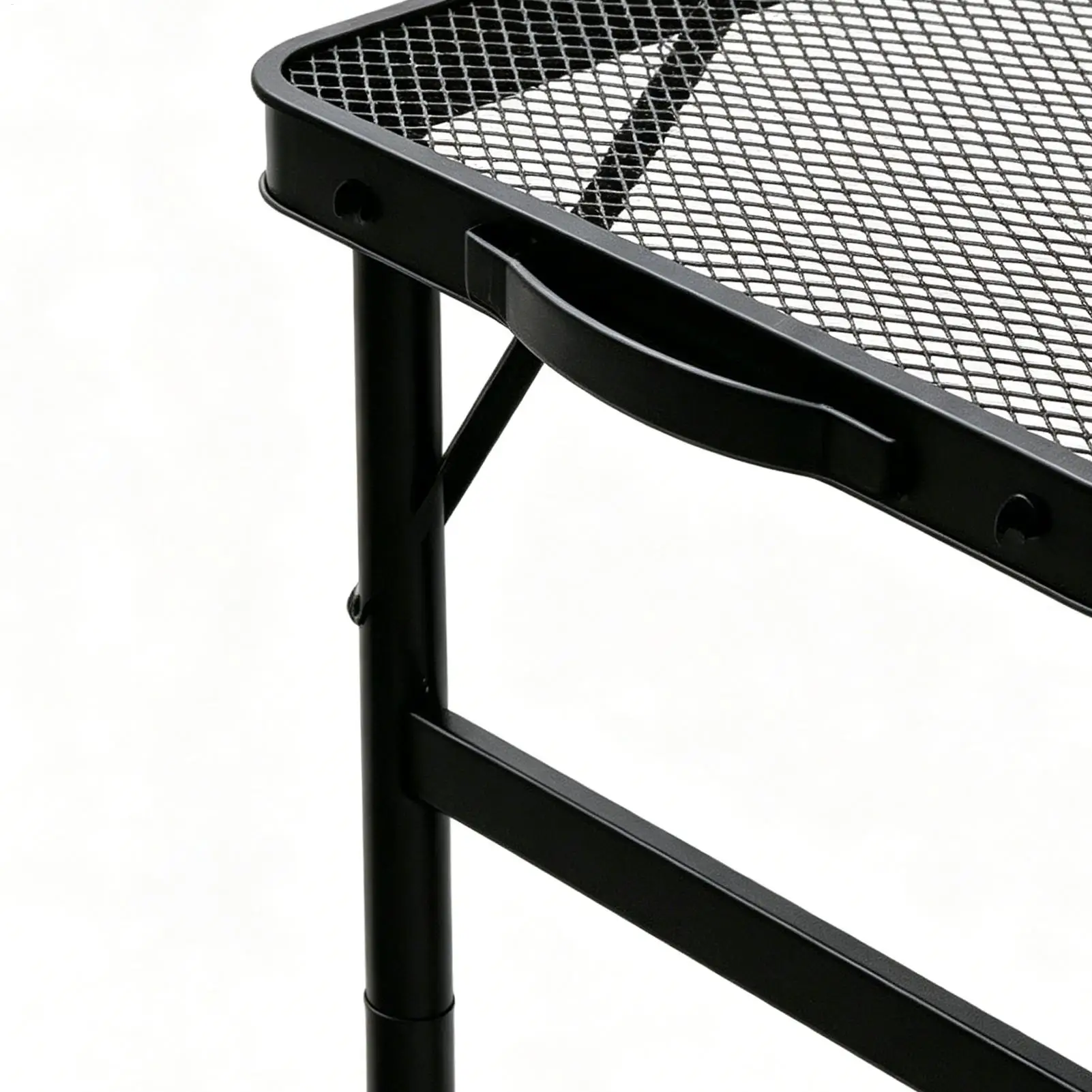 Folding Grill Table Adjustable Height Metal Mesh Furniture Folding Picnic Table With Carry Handle For Travel Garden Patio