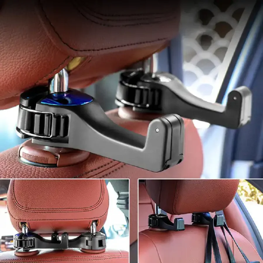 Gancho montado en el coche, soporte para teléfono negro, gancho multifuncional para cerradura de coche, soporte para teléfono, gancho creativo para reposacabezas trasero, universal para coche