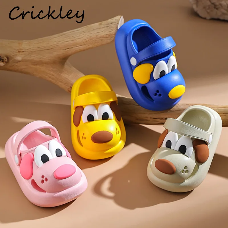 Dog Solid Children Clogs Shoes Summer Cartoon Animal 3D Slippers For Boys Girls EVA Waterproof Soft Toddler Kids Beach Slippers
