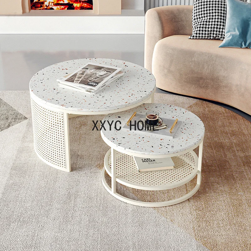 End Side Table Living Room Furniture Large Coffee Table Computer White Round Coffee Table Bedside Tavolo Salotto Desk SY50CT