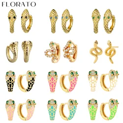 925 Sterling Silver Ear Needle Cobra Metal Hoop Earrings Snake Colorful Enamel Gold eErrings For Women Trend Jewelry Accessories