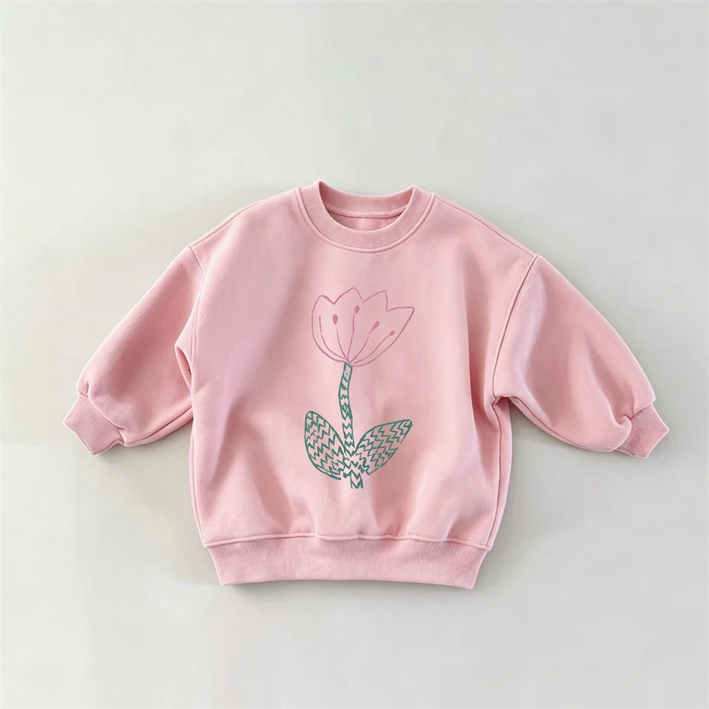 Toddler Fashion Clothes Crewneck Sweatshirts Printed Tops Outer Wear Autumn Wear 1-6Years Old Girls Child Long-sleeved Hoodie