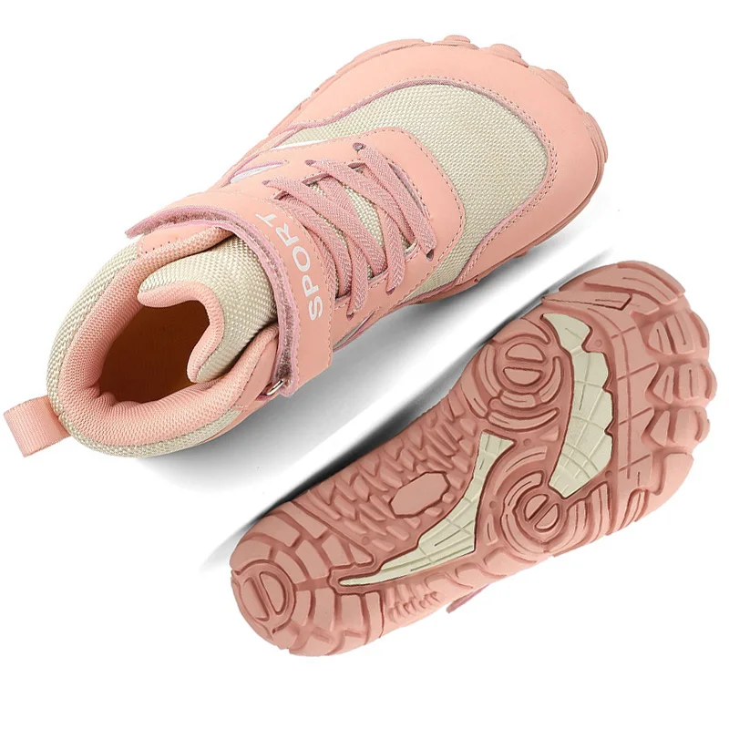 

Kids Wide Toe Barefoot Hiking Boots Spring Autumn Winter Ankle Boots High Top Walking Shoe Non-slip Boys Casual Shoe Comfortable