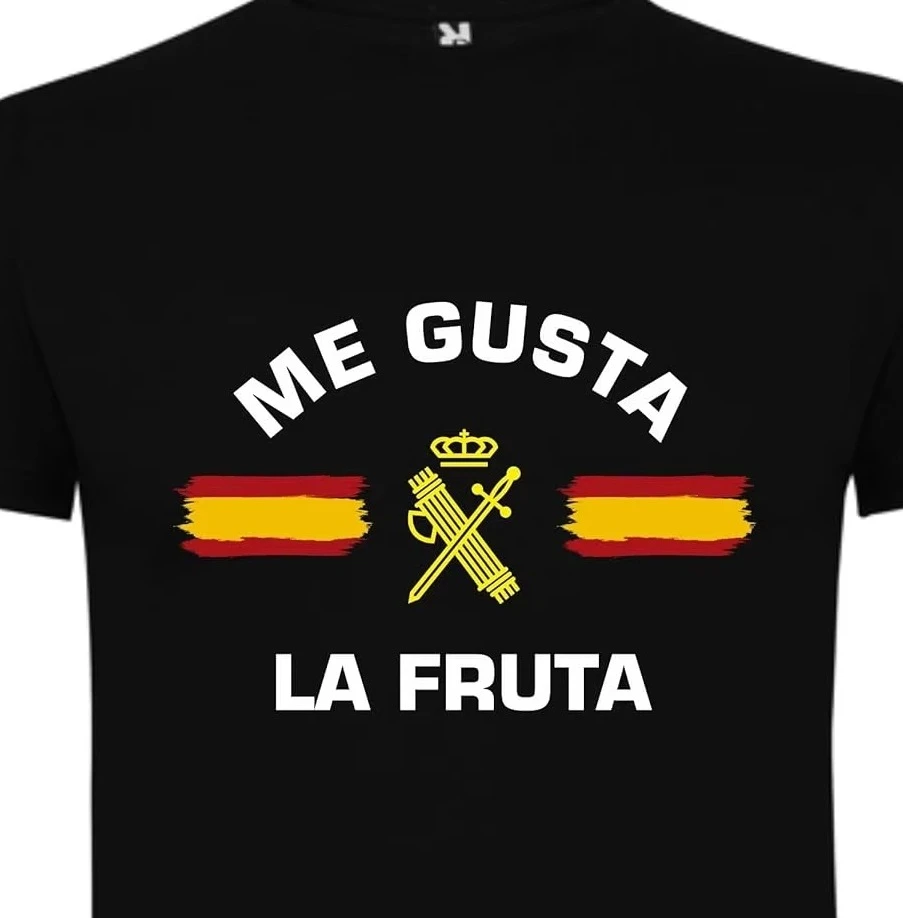 Camiseta Me Gusta La Fruta Guardia المدنية الرجال تي شيرت قصير الأكمام عادية 100% القطن تي شيرت