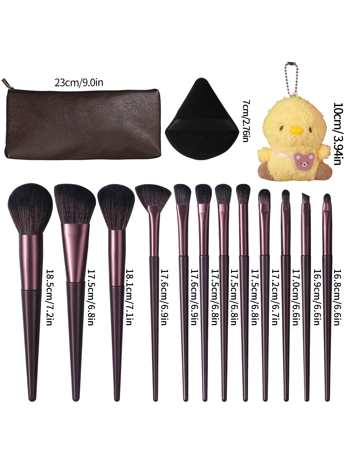 16Pcs Professional Makeup Brush Set Full Face Eye Brushes with Storage Bag and Powder Puffs and Portable Bag for Daily Makeup