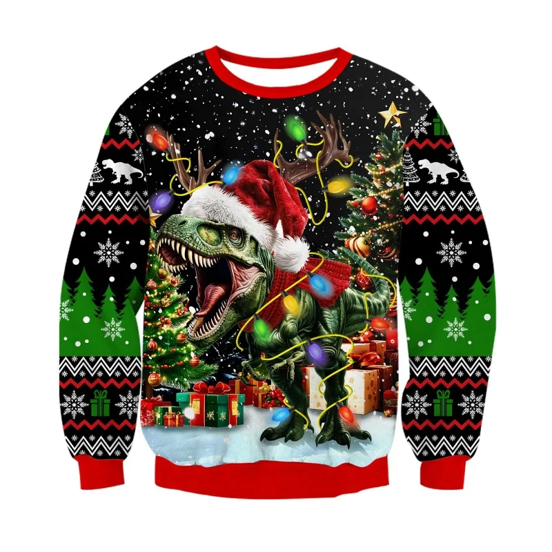 عيد الميلاد الكلب نمط هوديي للرجال سانتا كلوز الرنة ثلاثية الأبعاد طباعة البلوز الخريف طويلة الأكمام س الرقبة هوديس بلوزات فضفاضة