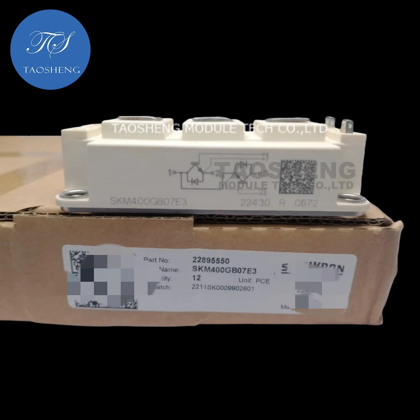 

1 шт. SKM400GB07E3 400A/700V Новый и оригинальный IGBT-модуль【TAOSHENG】 # TS072