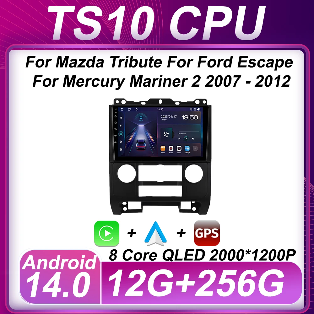 

Car Carplay Screen For Mazda Tribute For Ford Escape For Mercury Mariner 2 2007 - 2012 Car Radio Player Android 14 Bluetooth RDS
