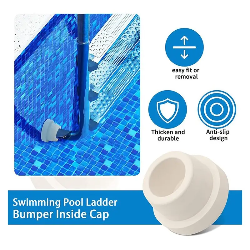 【New User-Coupon!】4 Pack Pool Ladder Rubber Stopper Bumpers,For 1.90Inch Ladder Tubing For Protect Swimming Pool Liner,Ladder Fo