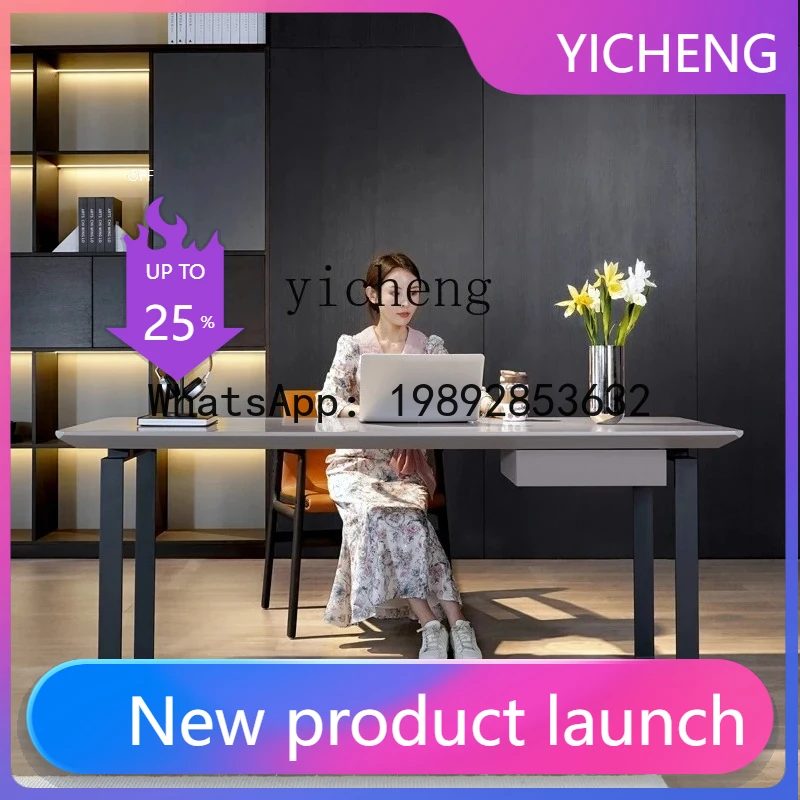 

black home desk minimalist computer desk Italian light luxury boss writing desk