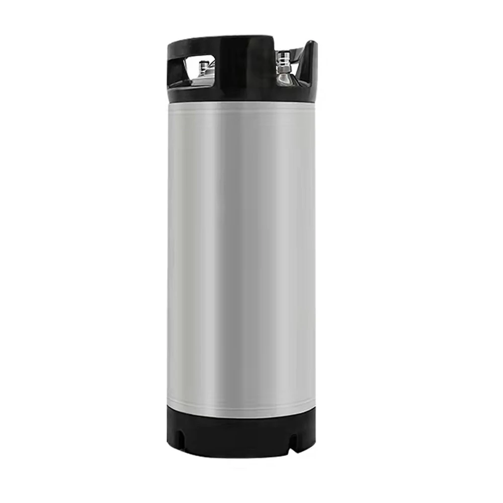 19L 5 Gal Beer Keg Stainless Steel Beer Rubber Handle Beer Keg Mini Growler Leak Proof Top Lid Home Brewing Making Bar Tool