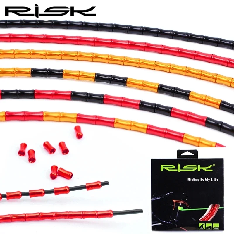 RISK MTB Road Bike Aluminum Alloy Bamboo Fishbone Cable Set Shift Cable/Brake Cable Connection Shell Kit Cable Set Outer/Cable