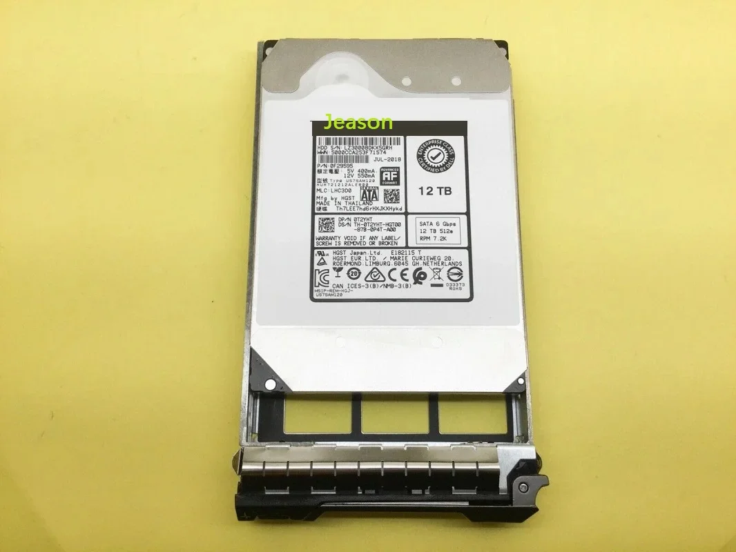 NEW For Dell 0T2YHT 12TB 7.2K SATA 6Gb/s 512e 3.5'' HDD T2YHT HUH721212ALE600