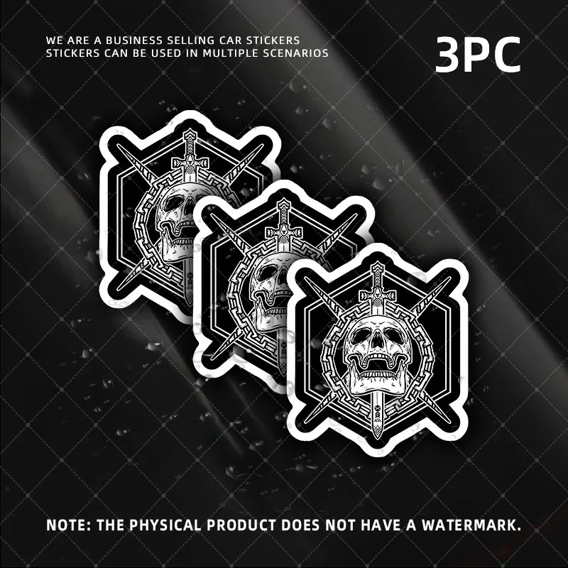 3 TEILE/SATZ Trendiges Totenkopf-Emblem-Aufkleber-Set – auffälliges Design mit Schwertern für die individuelle Gestaltung mehreren Szenarien