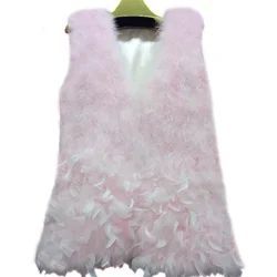 Women Real Ostrich Feather Fur Vest Coat Feamle Fashion Winter Fur Waistcoat Lady Warm Spliced Streetwear Autumn