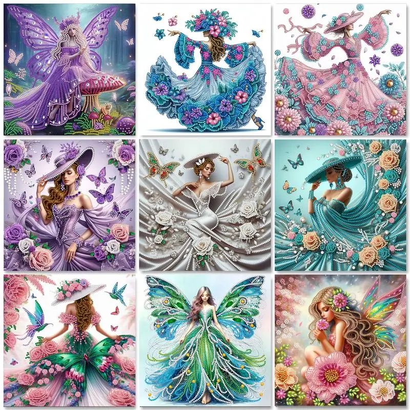 

GATYZTORY DIY 5D Special Shape Crystal Diamond Partial Diamond Painting Flowers fairy Pictures Crystal Rhinestones Mosaic Making