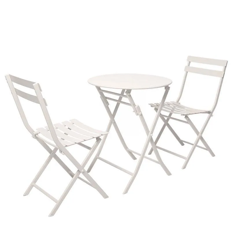 Folding Table and Chairs Outdoor Courtyard Three-Piece Terrace Modern Round Garden Party Simple Iron Balcony Table and Chair Set