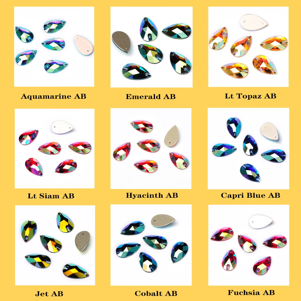 PUBRILEX Großhandel Bunte AB-Strasssteine zum Aufnähen, Glas-Flachsteine zum Nähen für Kleidung, Taschen und Accessoires – Detail 1