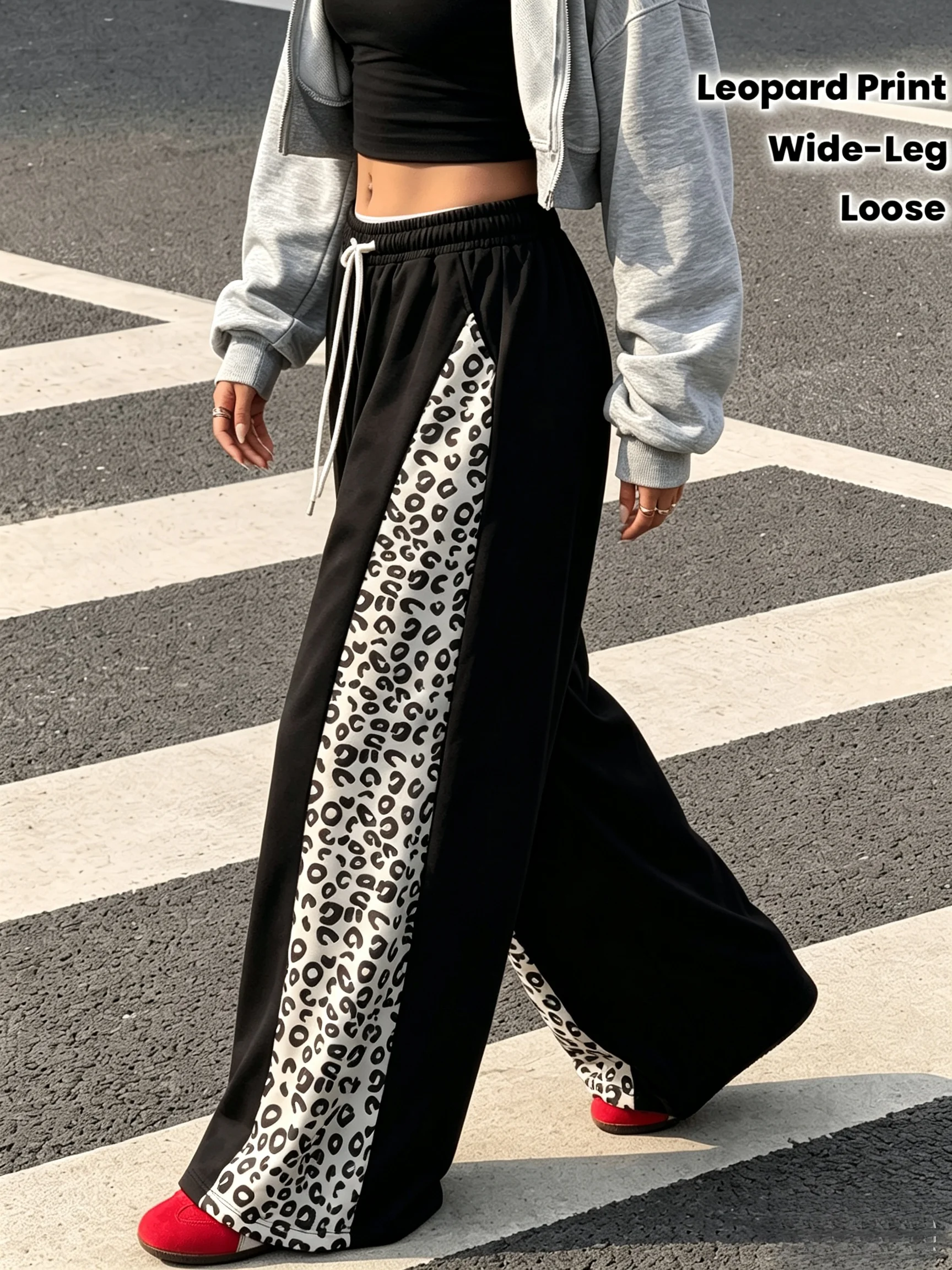 Spring/Autumn Hot Sale Personalized Fashionable Y2k Pants Trendy Fashion Vintage Print Loose Women Polka Dot Sports Pants