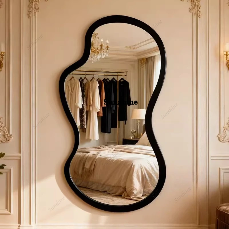 Nordic special-shaped mirror hanging on the wall, home full-body mirror, home wave full-length mirror