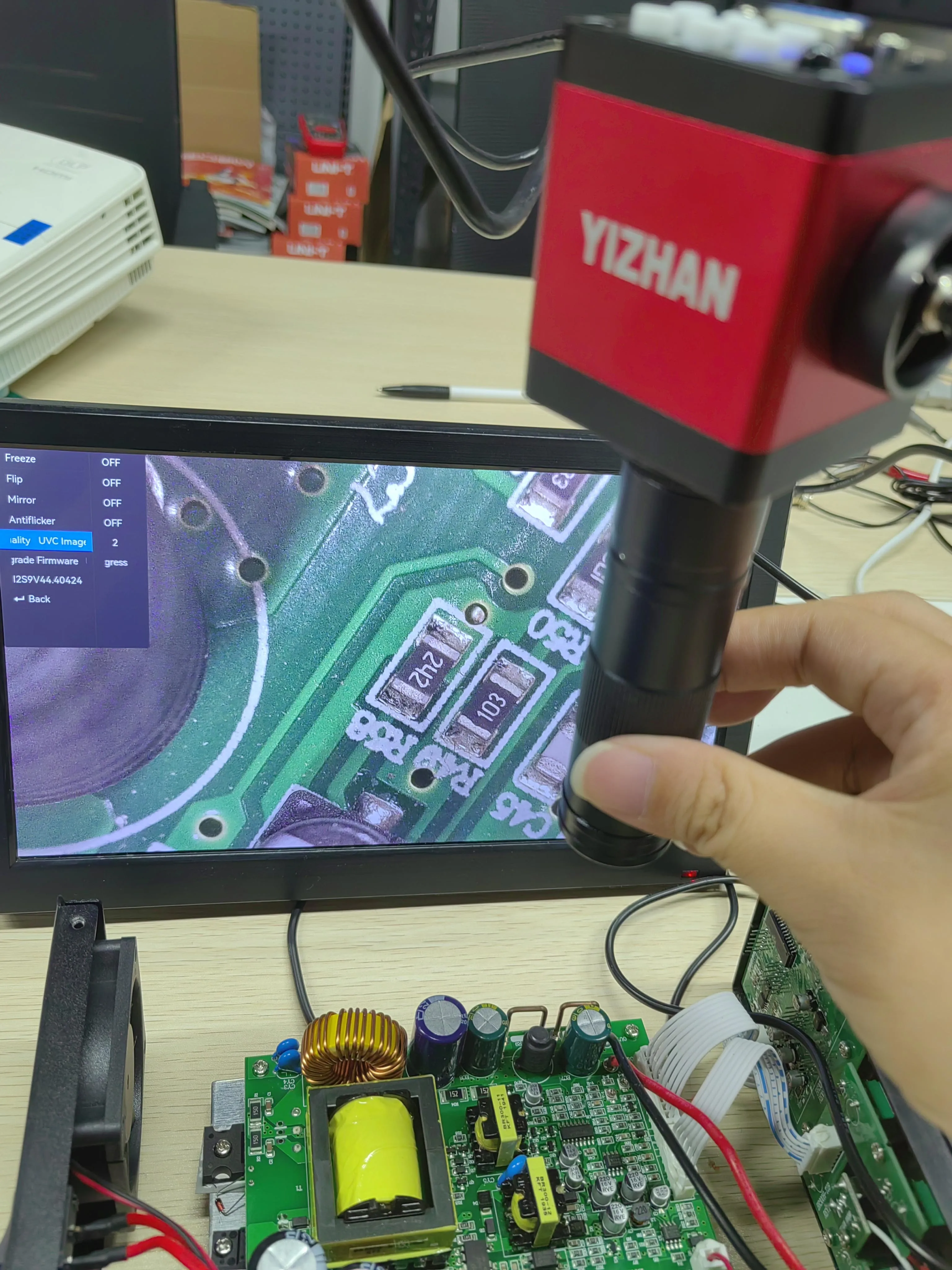 Yizhan 4K Digital Microscope For Soldering 1080P HDMI USB Industrial Microscope Camera, 150X Zoom Lens, 5-100cm Working Distance