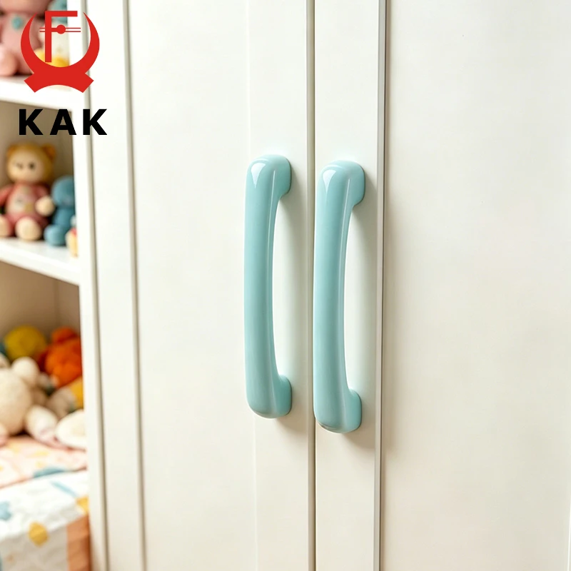 KAK Nordic Style Ceramic Children Room Cabinet Handles Macaron Colorful Drawer Knobs and Pulls Kitchen Handle Hardware Fittings