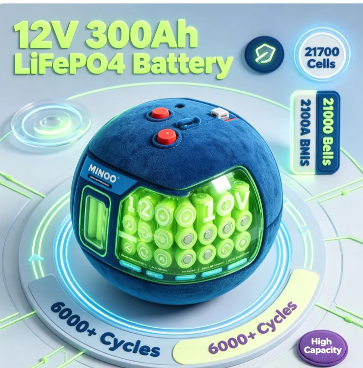 LiFePO4 12V 300AH 12V 200AH Battery Free Charger 12V Lithium Battery Built-In 300A BMS 6000+ Cycle Foat Fast Ship From EUr Bo