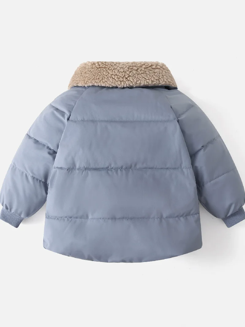 Children Cotton Clothes Jackets Winter Kids Fleece Lined Outerwear Girls Boys Thick Plus Velvet Warm Coats Baby Clothes 2-6 Year