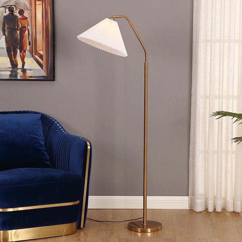 Nordic Luxus Minimalistischen Retro Boden Lampe Gold Bronze E27 Led Standing Lampe Wohnzimmer Dekoration Schlafzimmer Lampe Nacht Studie