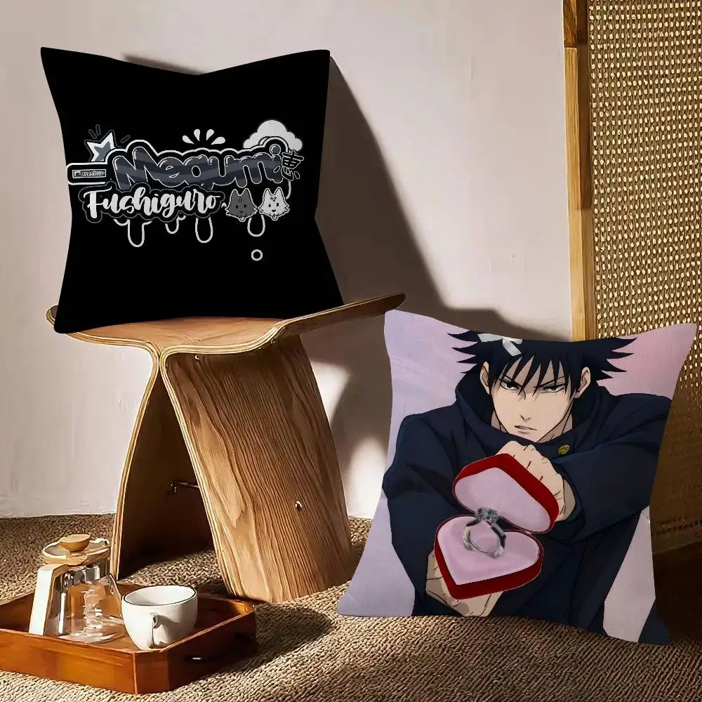Cool Anime Boy Megumi Fushiguro  Pillow Covers Cartoon Sofa Decorative Home Double-sided Printing Short Plush Cute Cushion Cover