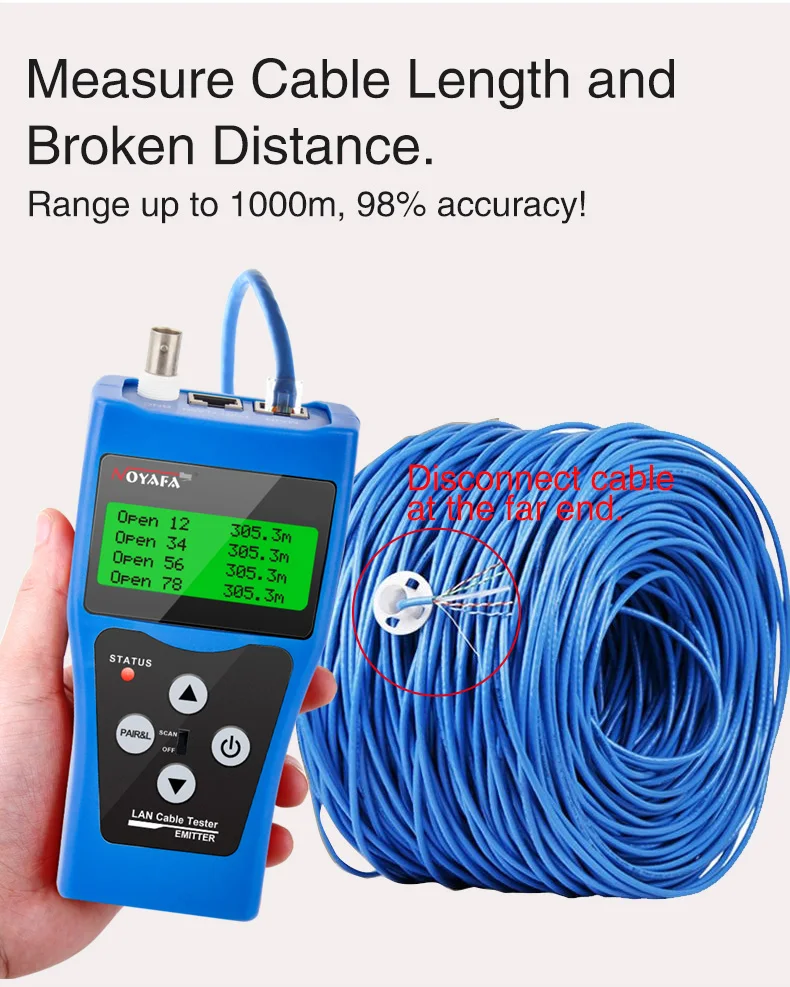 NOYAFA NF-388 Cable Tester with 8 Remote Identifiers