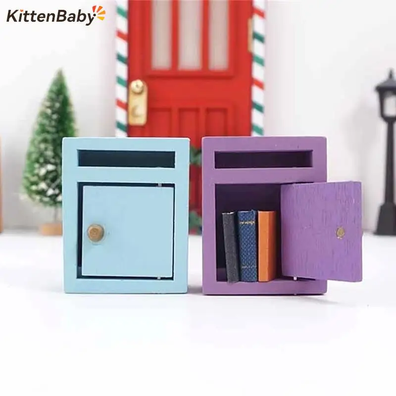 1:12 Dollhouse Miniature Wooden Mailbox Color Letter Box Fairy Garden Model Decor Toy Doll House Accessories Pretend Play Toy