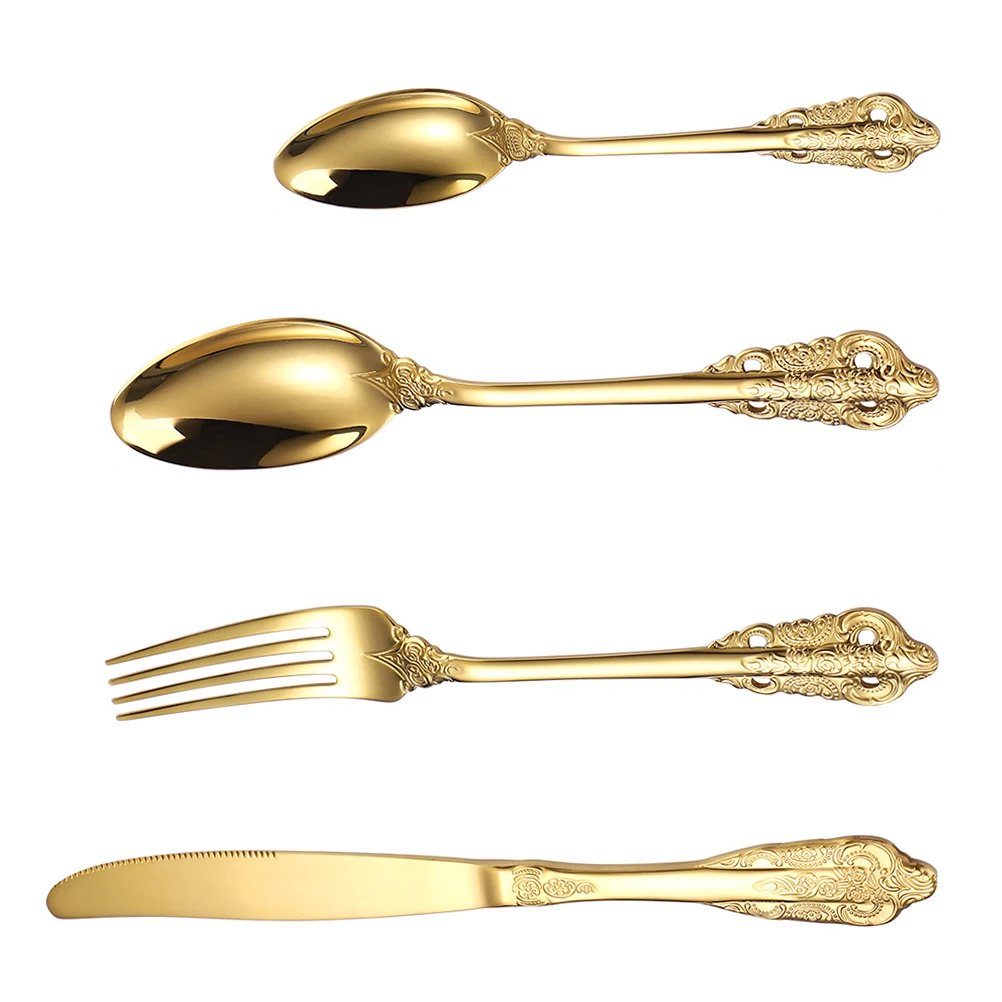 

1 set Vintage Embossed Stainless Food Vintage Set Serving Utensil Steel Cutlery Serving Utensils Retro Design
