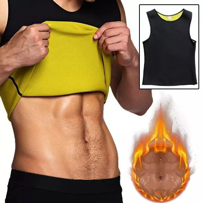 남성용 피트니스 땀복 고무 스포츠 땀 방지 속옷 두꺼운 땀 흡수 체조 압박 탱크탑