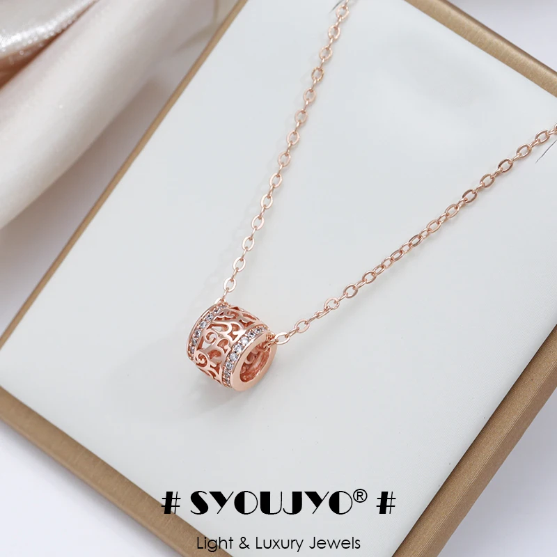 SYOUJYO Trendy Little Waist Necklace For Women 585 Rose Gold Color Fine Jewelry Luxury Party Long Pendants Clavicle Necklace